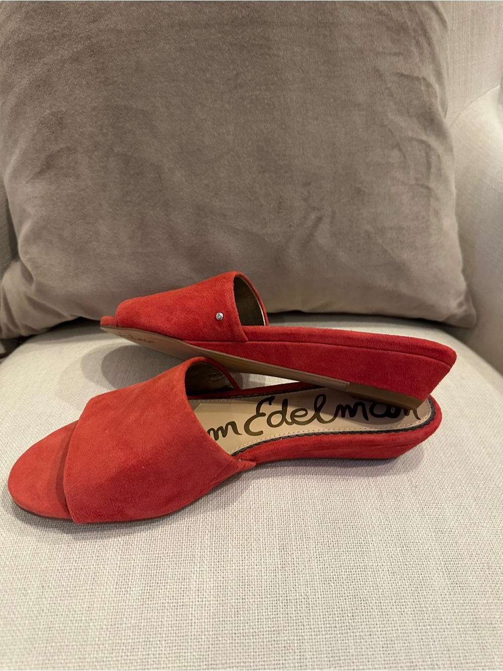 Sam Edelman Red Suede Slide Mules - Picture 4 of 7